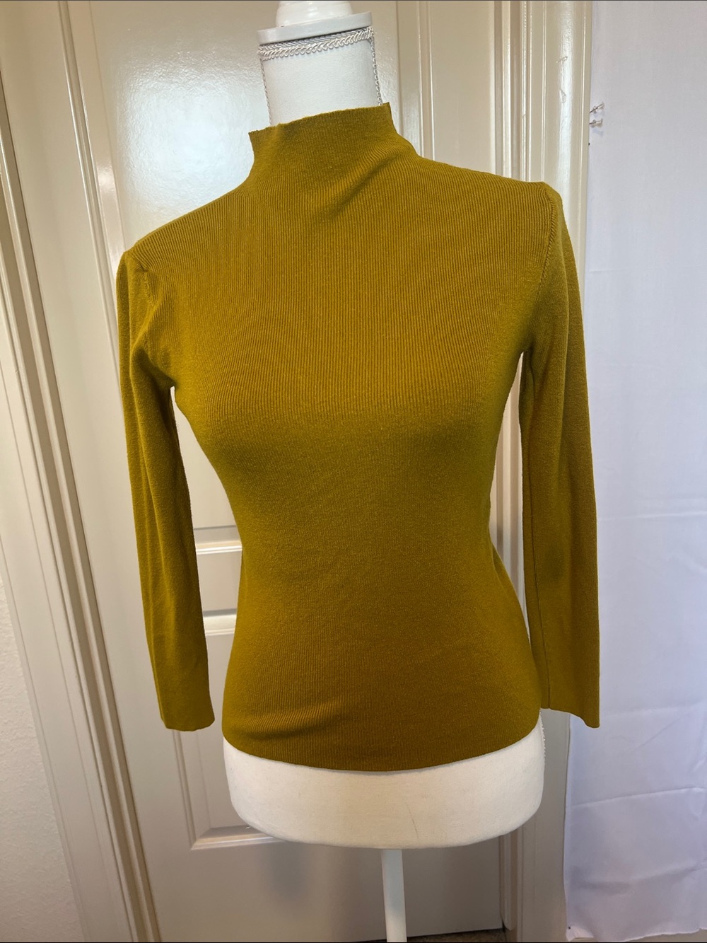 Vintage Olive Green Mock Neck Sweater